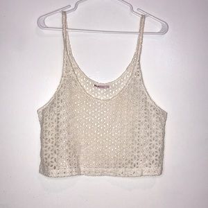 Wink ivory off white floral crop top